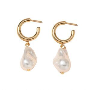 Anthropologie Gold and White Pearl Drop Earrings